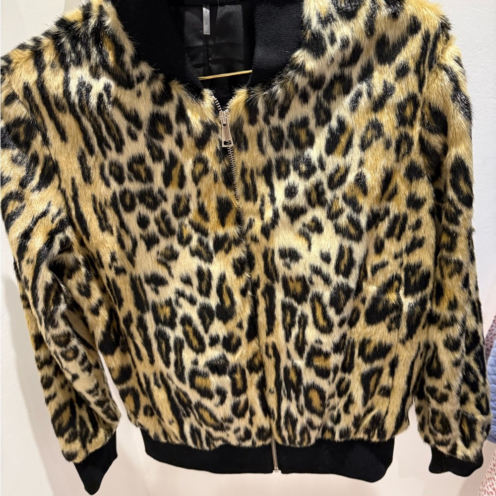 Love Token Black and Tan Faux Fur Jacket